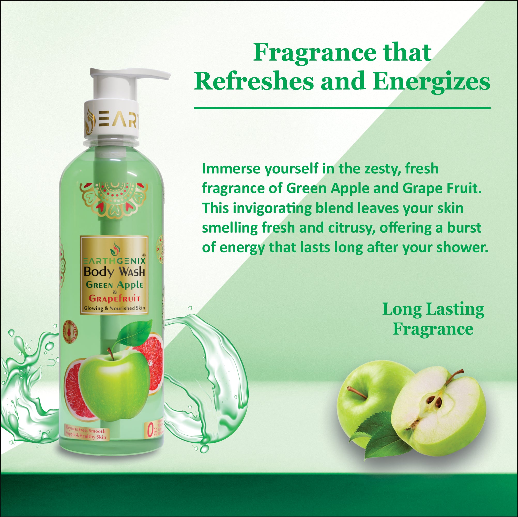 Green Apple & Grape Fruit Body Wash with Free Loofah | For Glowing & Nourished Skin | For All Skin Type