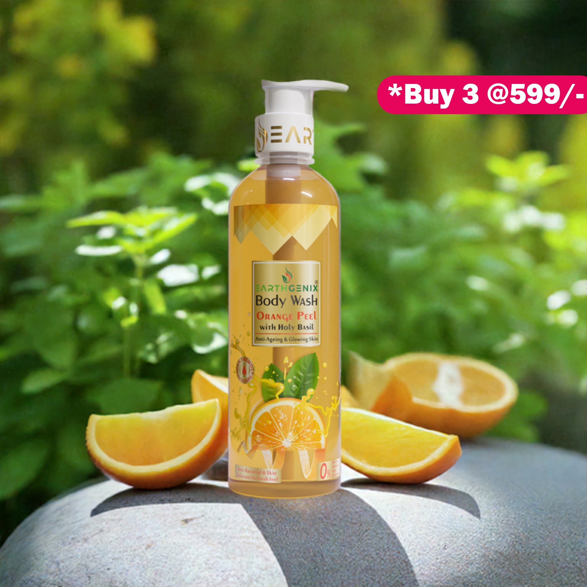 Orange Peel with Holy Basil Body Wash with Free Loofah | For Anti-Ageing & Glowing Skin | All Skin Types | For Men and Women