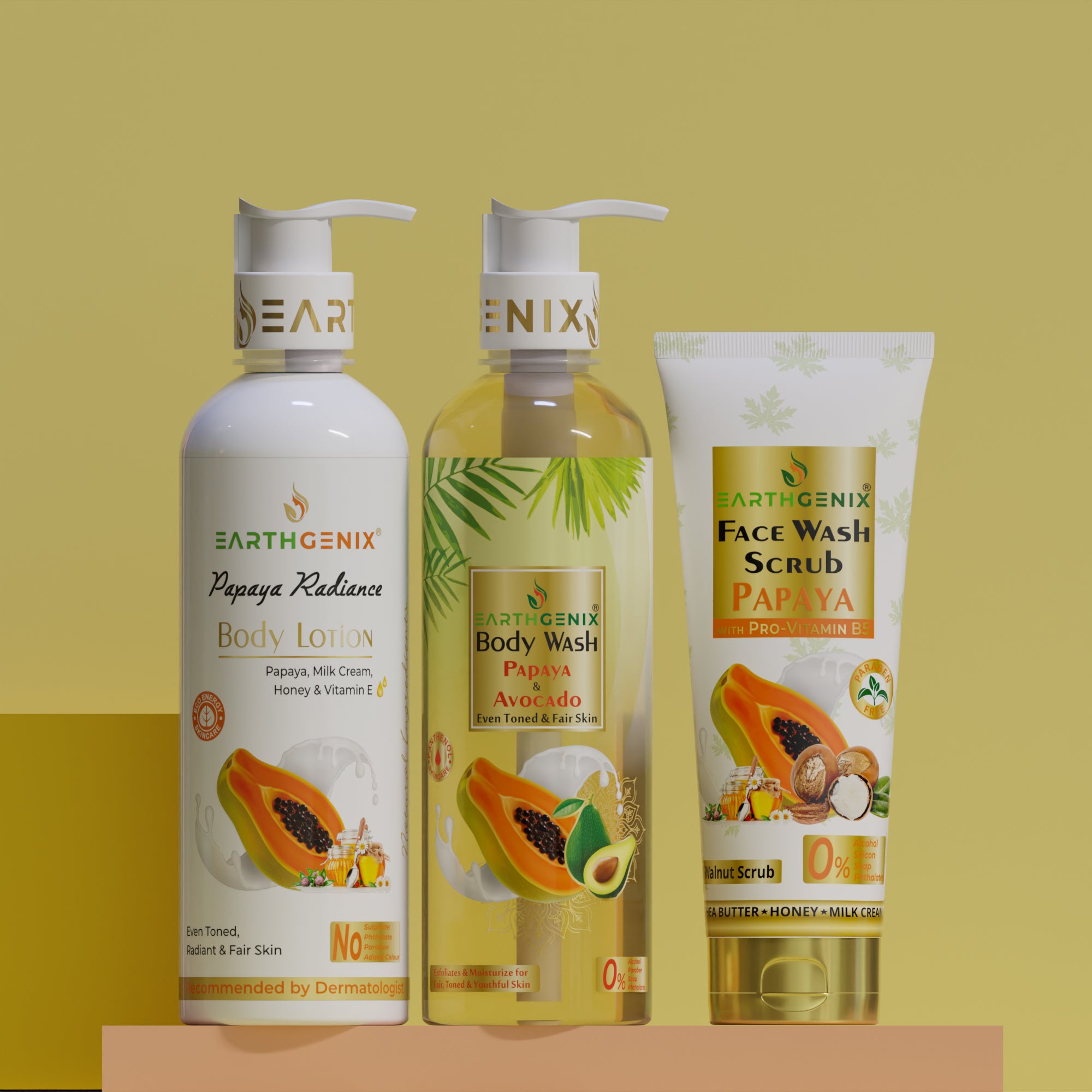 Papaya Trio Combo: Nourishing Body Wash, Face Wash & Radiance Lotion