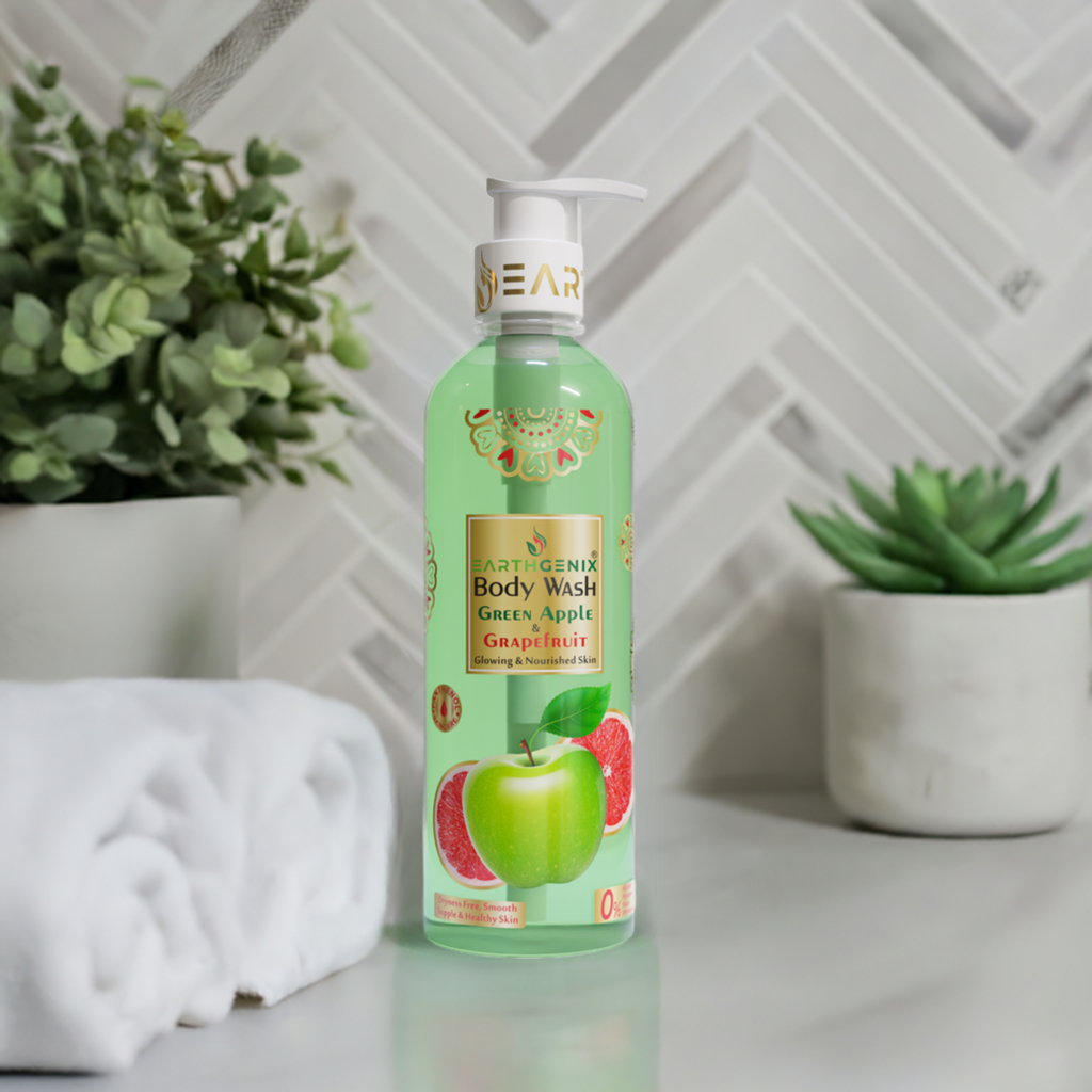 Green Apple & Grape Fruit Body Wash with Free Loofah | For Glowing & Nourished Skin | For All Skin Type