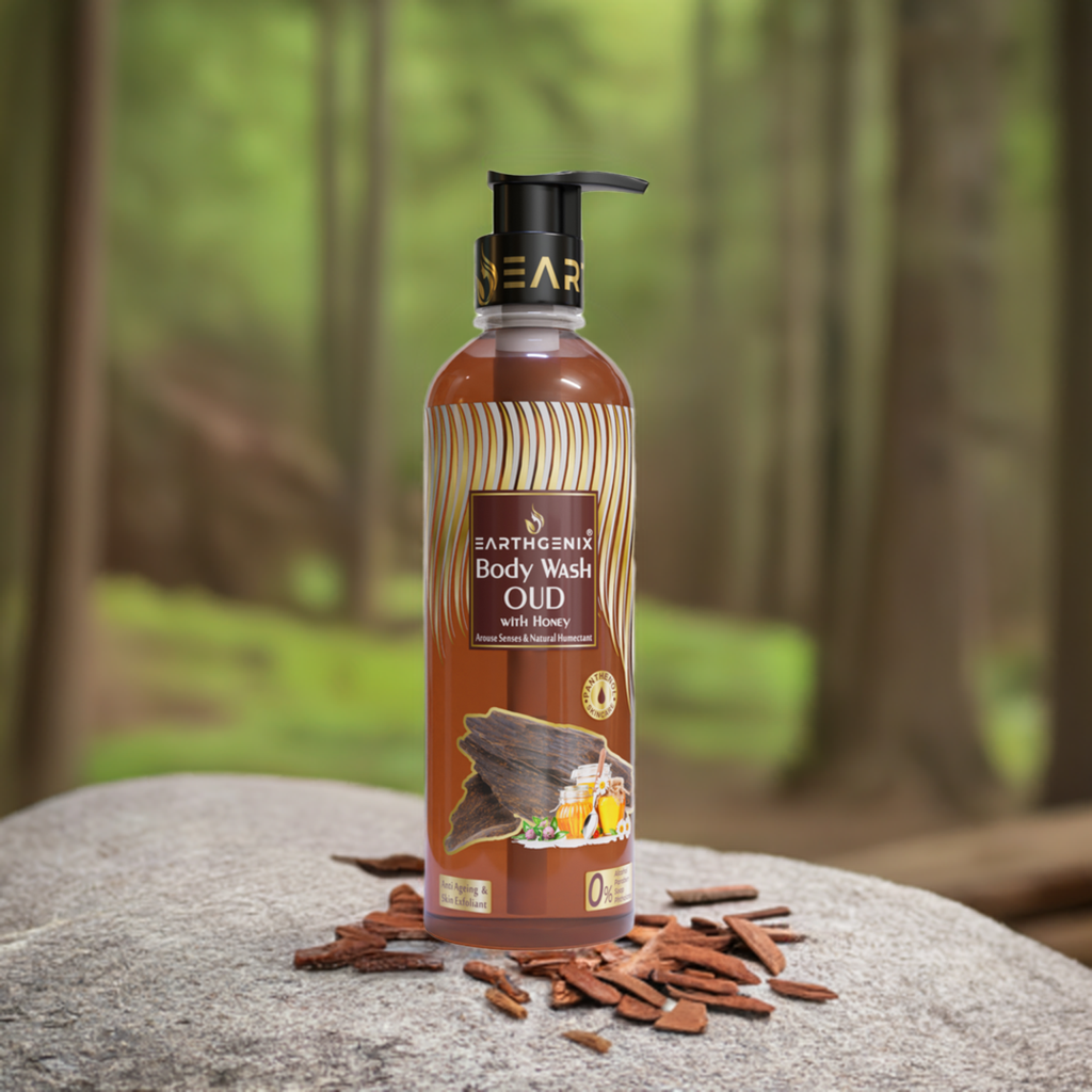 OUD With Honey Body Wash with Free Loofah | For Anti Ageing & Skin Exfoliant | All Skin Types | For Men and Women