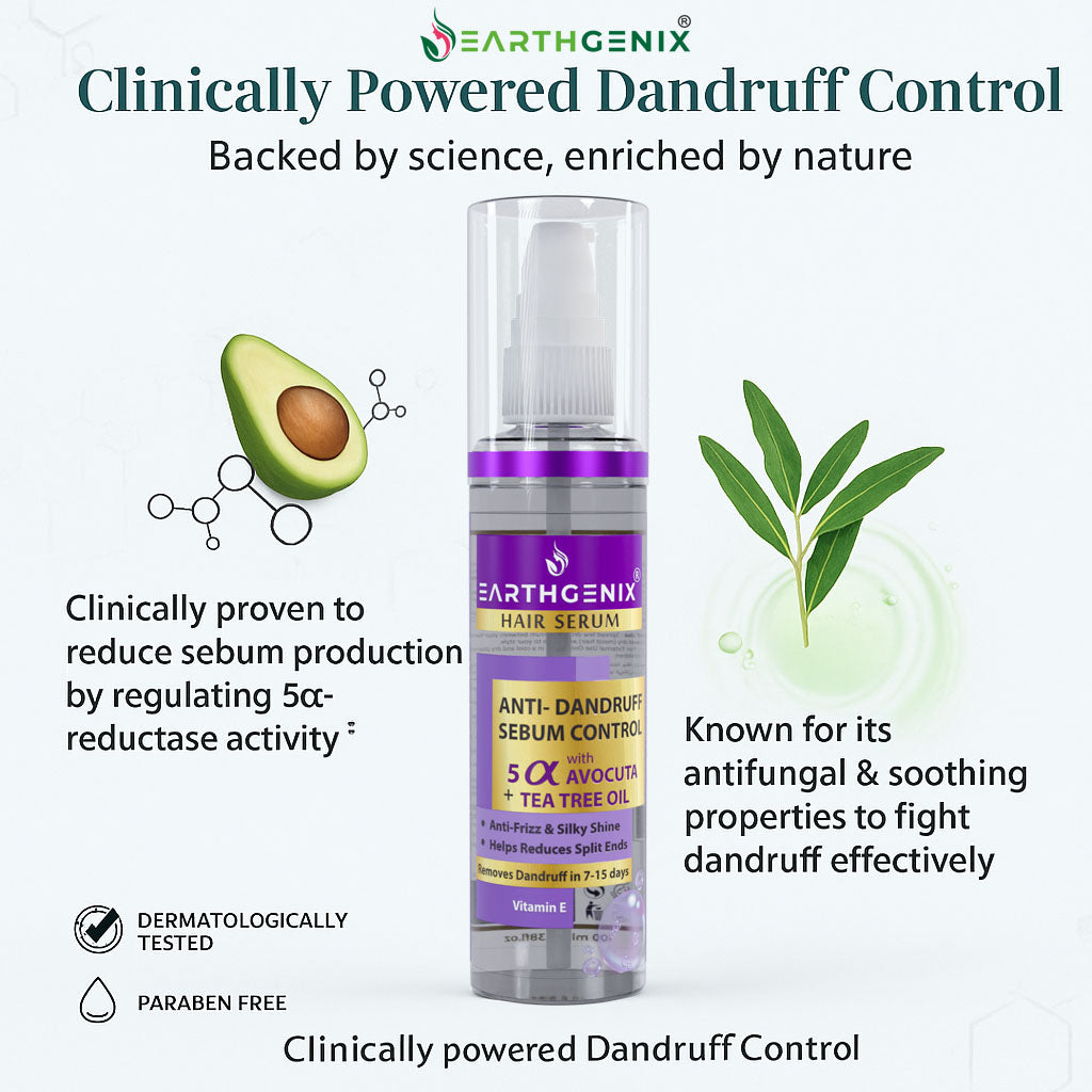Anti-Dandruff & Sebum Control Hair Serum with 5 Alpha Avocuta & Tea Tree Oil | with Vitamin- E | Removes Dandruff in 7-15 Days | for Men And Women