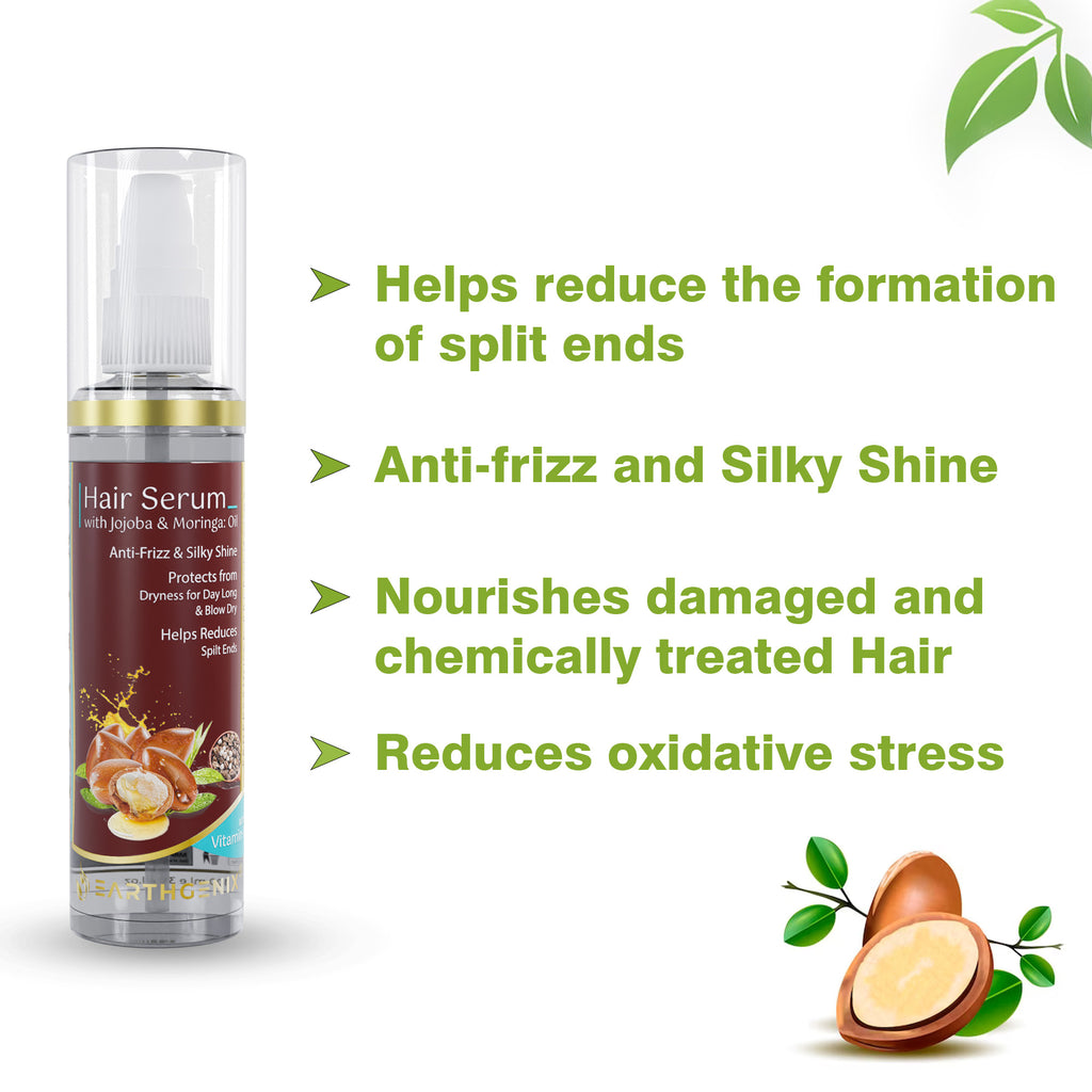 Jojoba & Moringa Hair Serum | with Vitamin- E | Protects from Dryness for Day Long & Blow Dry | for Men And Women