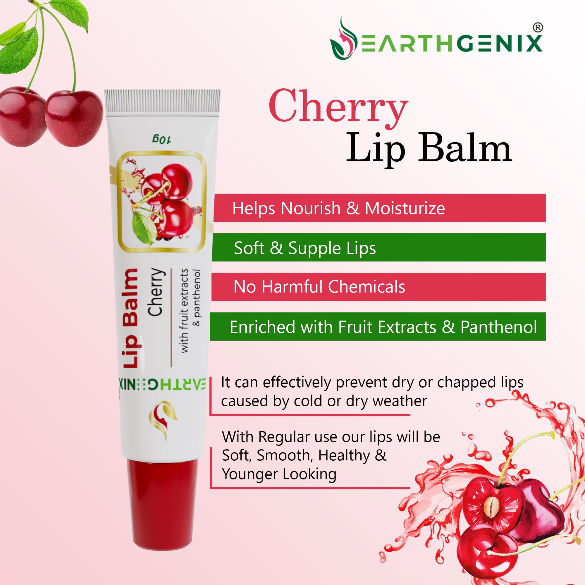 Cherry Lip Balm with Fruit Extracts & Panthenol