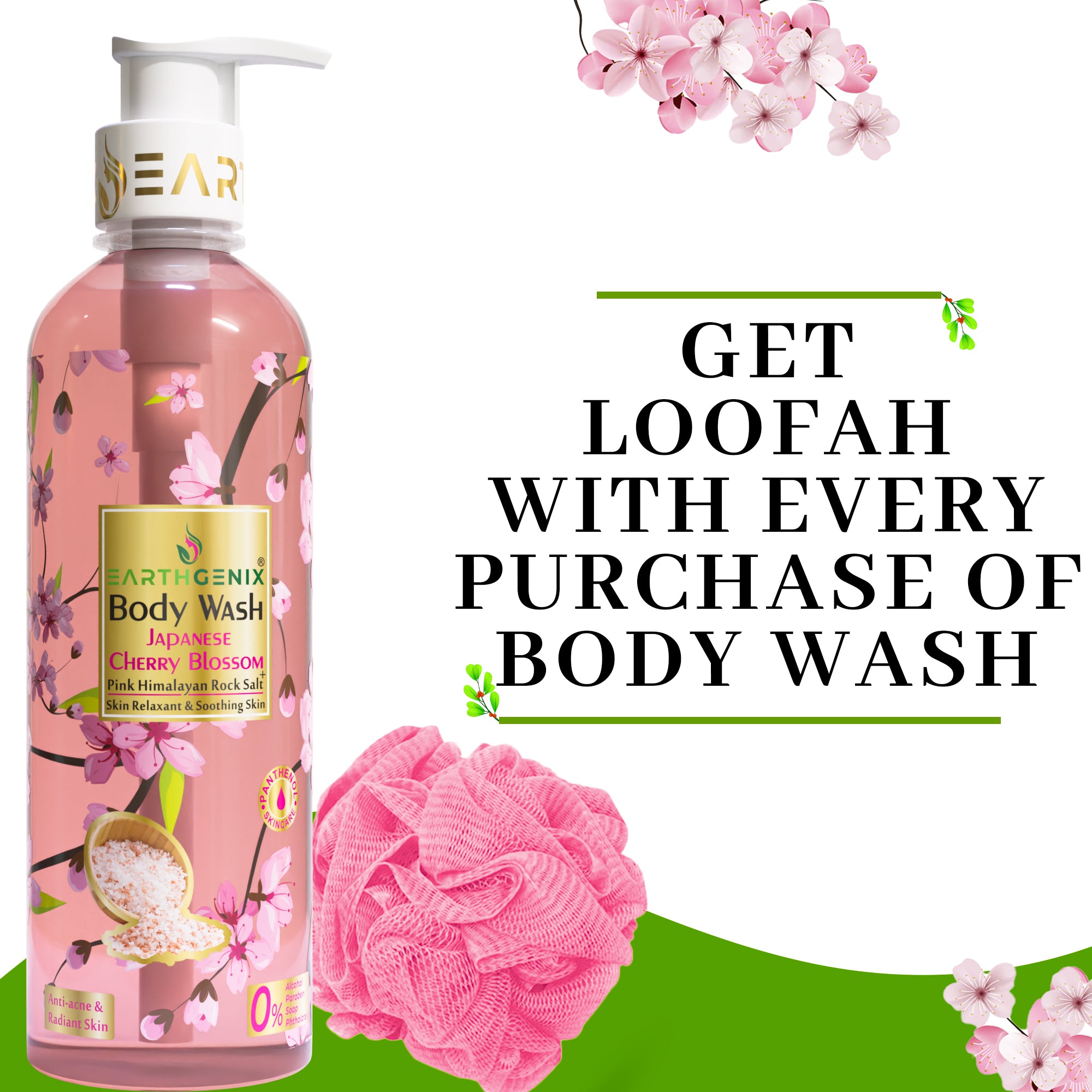 Aromatic Floral Body Wash Trio with Pink Himalayan Rock Salt: Cherry Blossom, Wild Rose & Lavender 500ml x 3