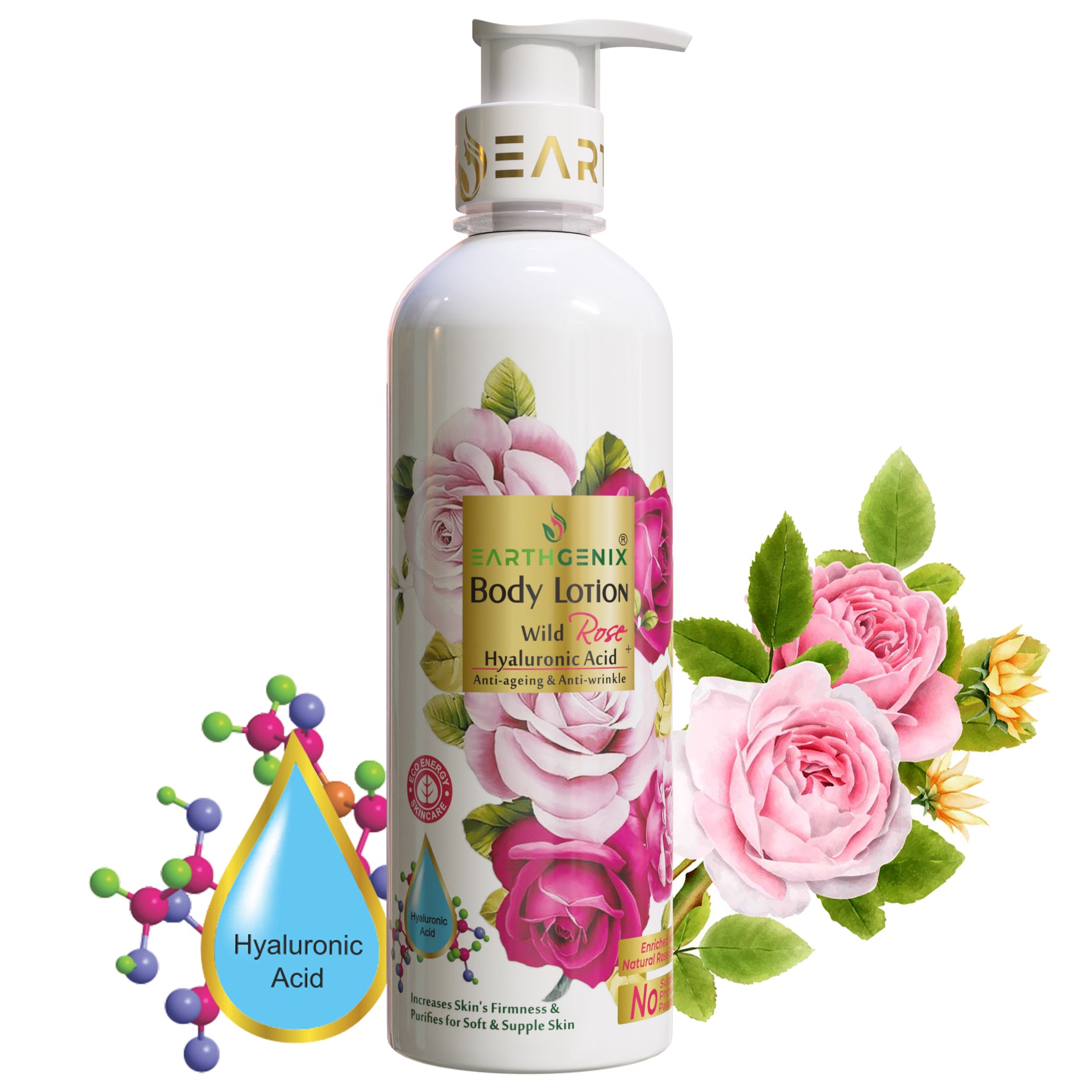 Wild Rose Body Lotion with Hyaluronic Acid | Increases Skin’s Firmness & Purifies | for Soft & Supple Skin