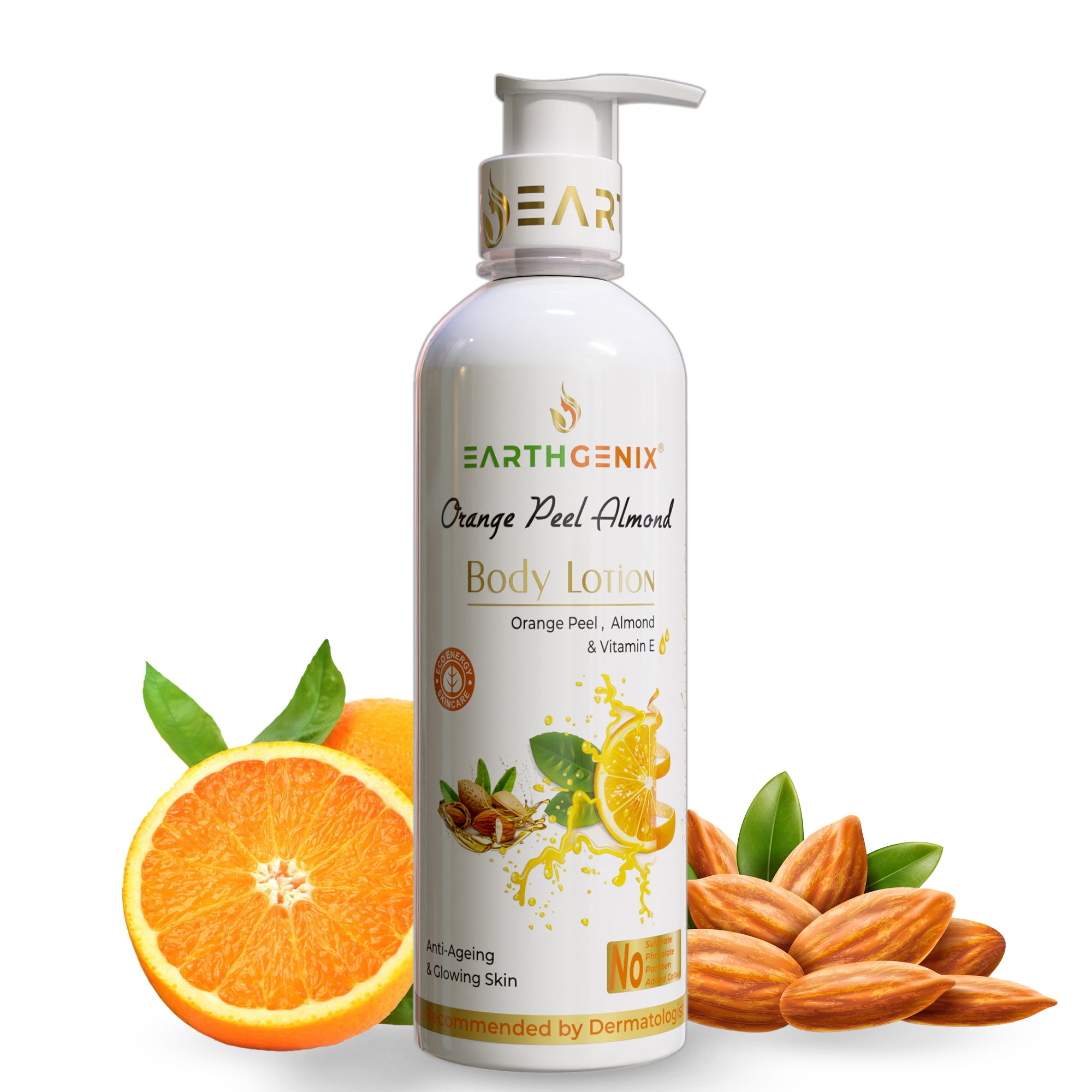 Orange Peel Almond Body Lotion With Vitamin E | For Anti-Ageing & Glowing Skin