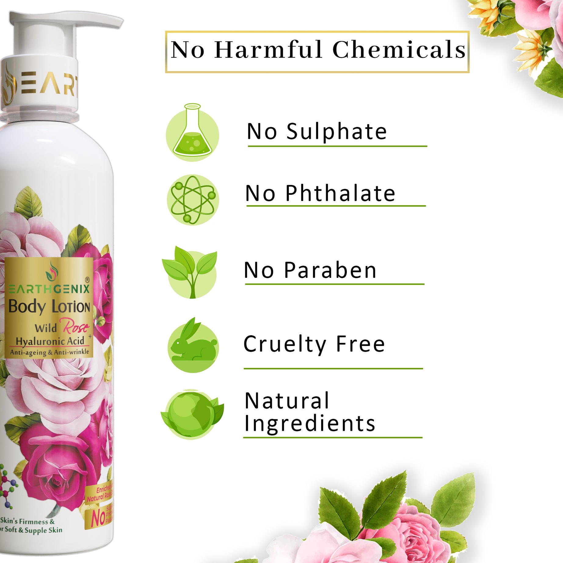 Wild Rose Body Lotion with Hyaluronic Acid | Increases Skin’s Firmness & Purifies | for Soft & Supple Skin