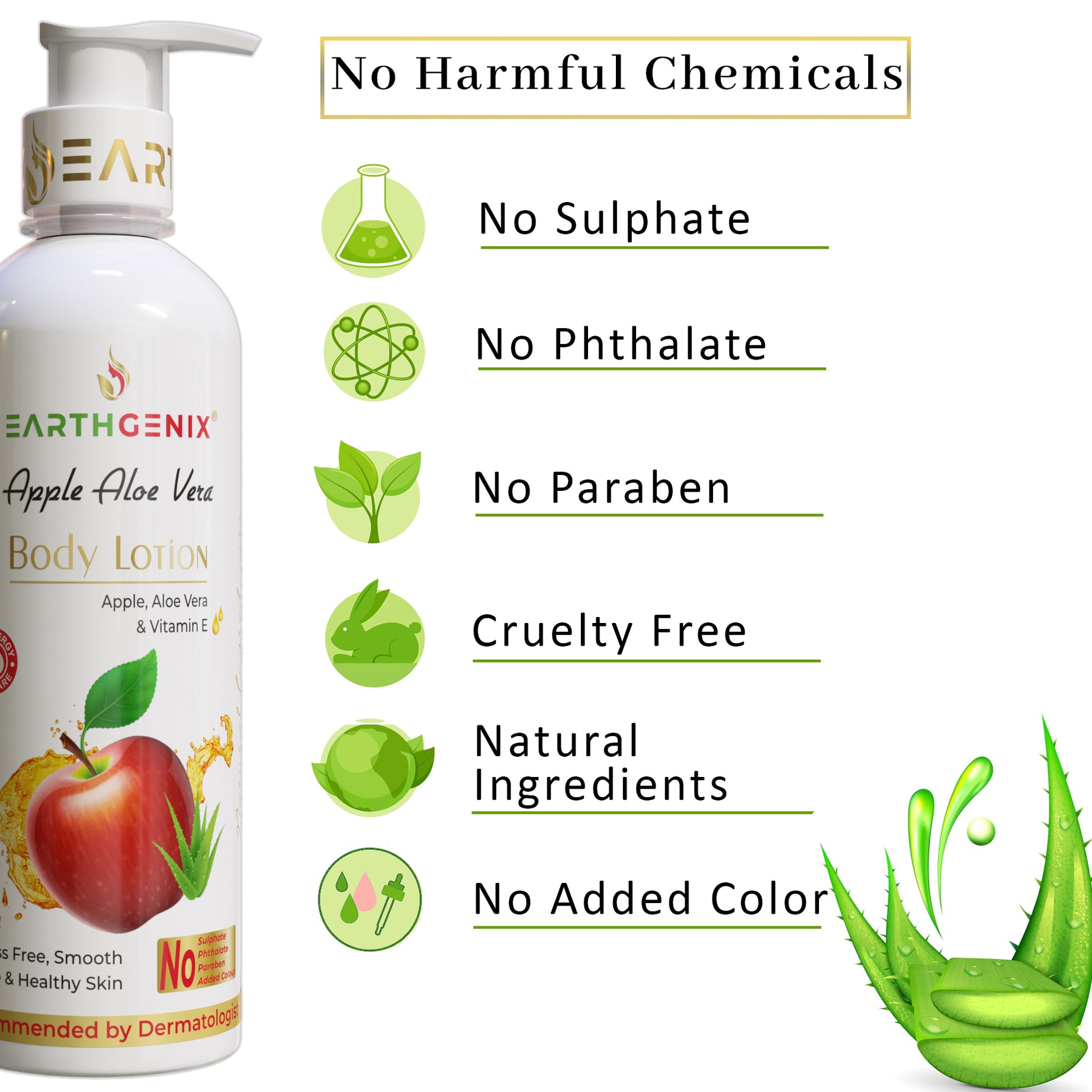 Apple Aloe Vera Body Lotion With Vitamin E  | For Smooth Supple & Healthy Skin | All Skin Types | For Women And Men
