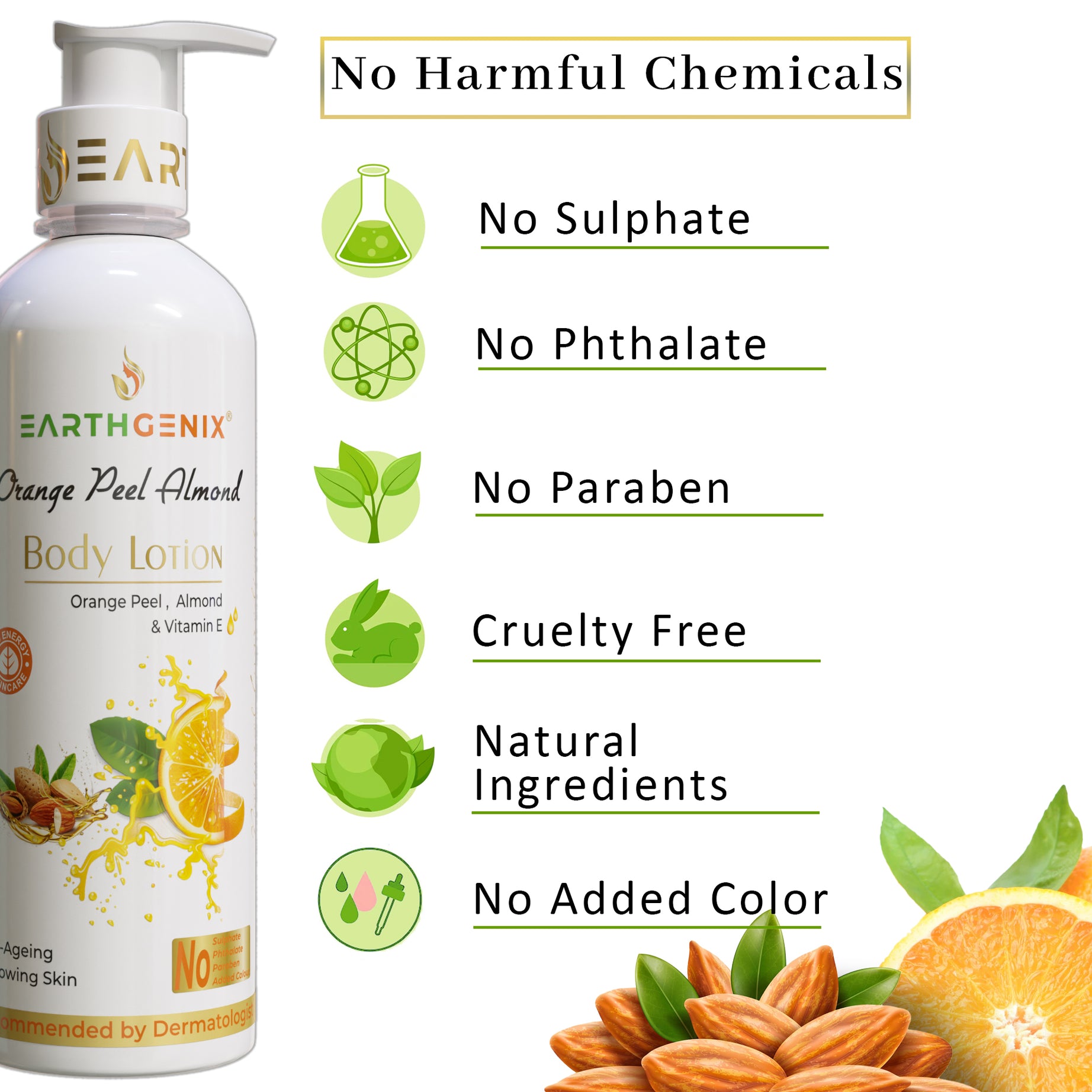 Orange Peel Almond Body Lotion With Vitamin E | For Anti-Ageing & Glowing Skin