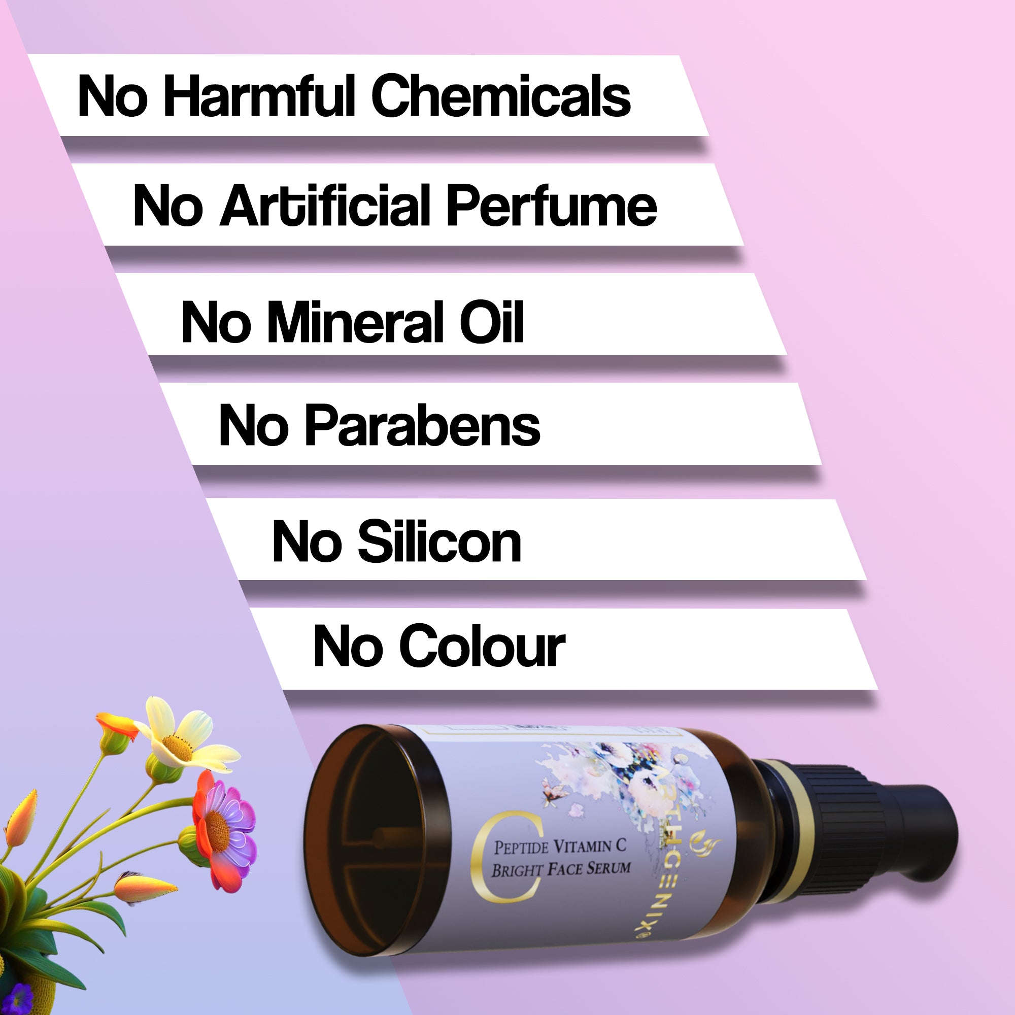 Peptide Vitamin C Bright Face Serum with Hyaluronic Acid | for Brightest Radiant Skin | Anti Wrinkle | for Men & Women | for All Skin Types