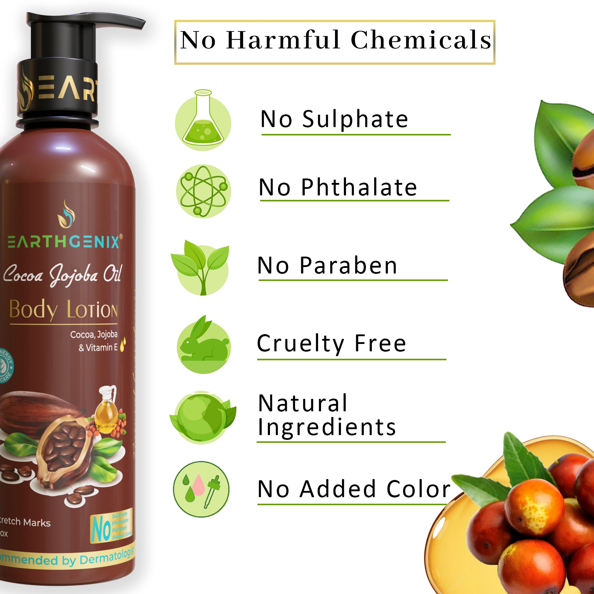 Cocoa Jojoba Oil Body Lotion With Vitamin E | For Stretch Marks & Detox