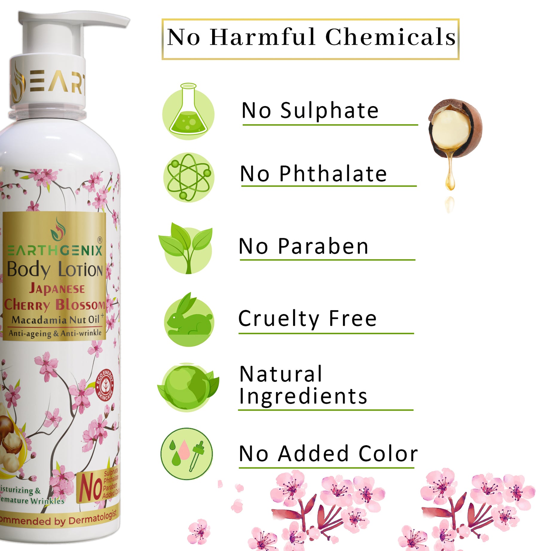 Japanese Cherry Blossom + Macadamia Nut Oil Body Lotion | For Anti-Ageing & Anti-Wrinkle | All Skin Types | For Women And Men