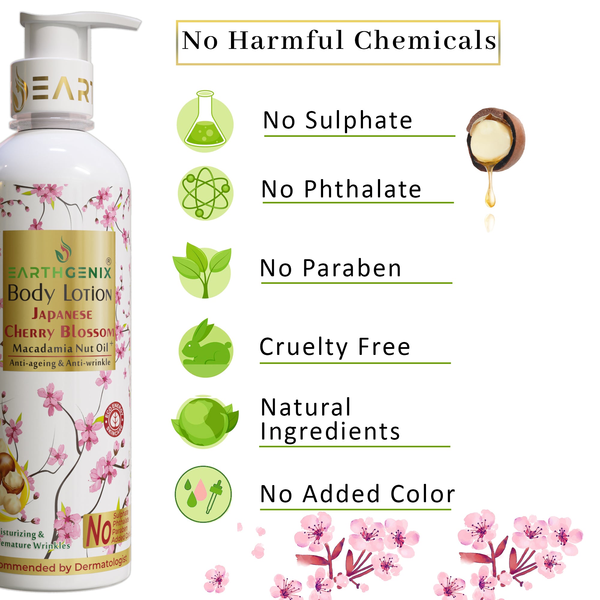 Japanese Cherry Blossom + Macadamia Nut Oil Body Lotion | For Anti-Ageing & Anti-Wrinkle | All Skin Types | For Women And Men