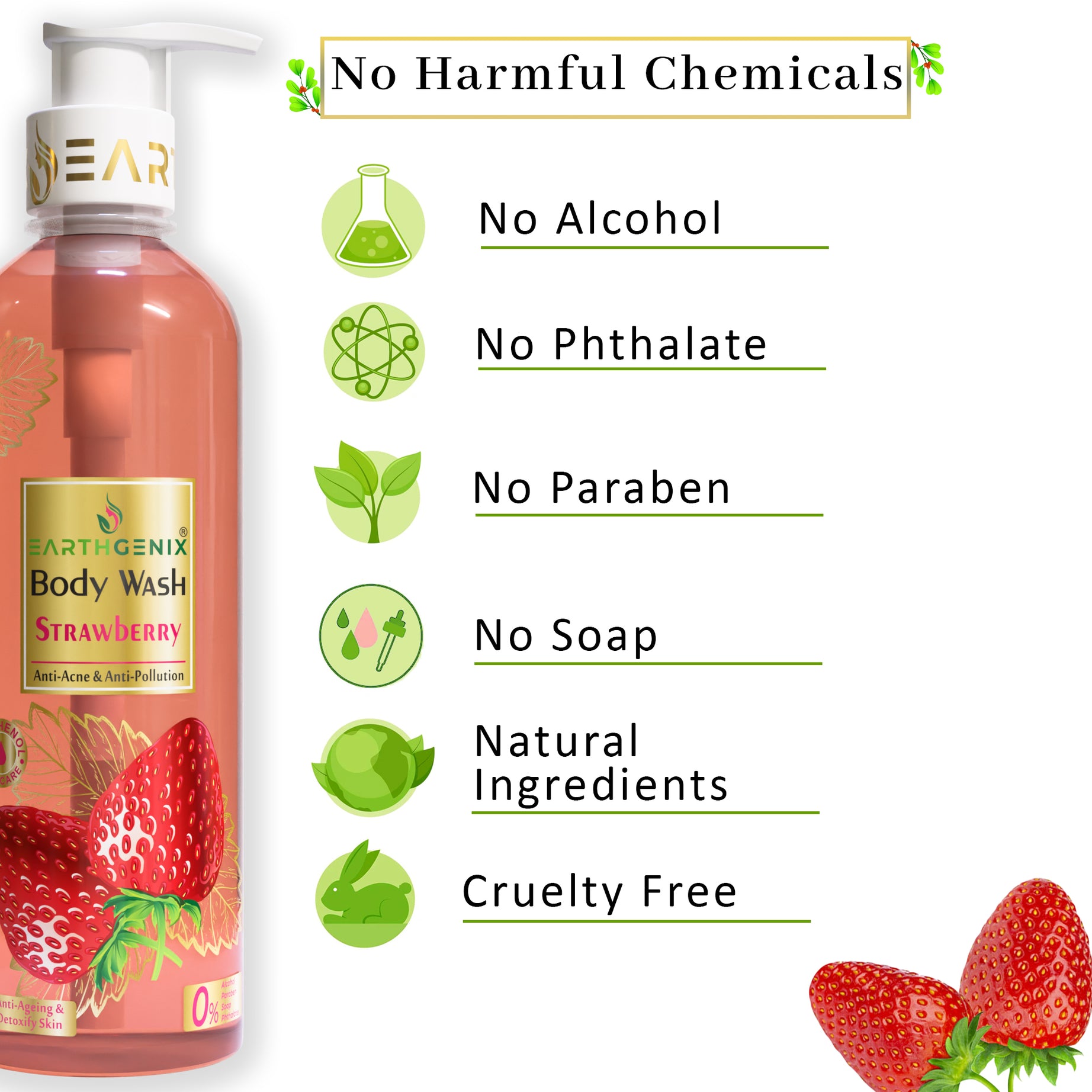 Fruit Infusion Body Wash Collection: Papaya, Strawberry, Orange Peel & Green Apple for Radiant Skin 500ml x 4