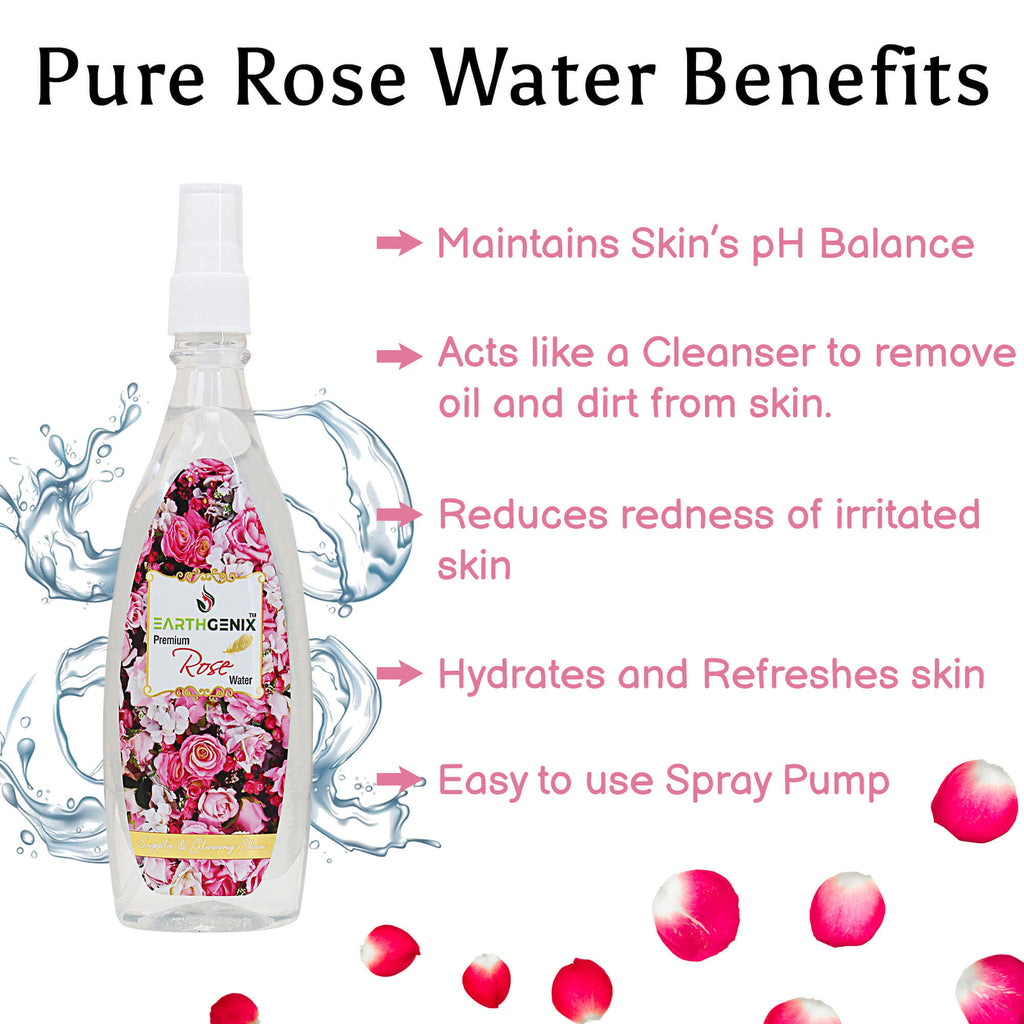 Premium Rose Water with Pure Rose Extracts | for Supple & Glowing Skin | For Women and Men | All Skin Types | Alcohol Free