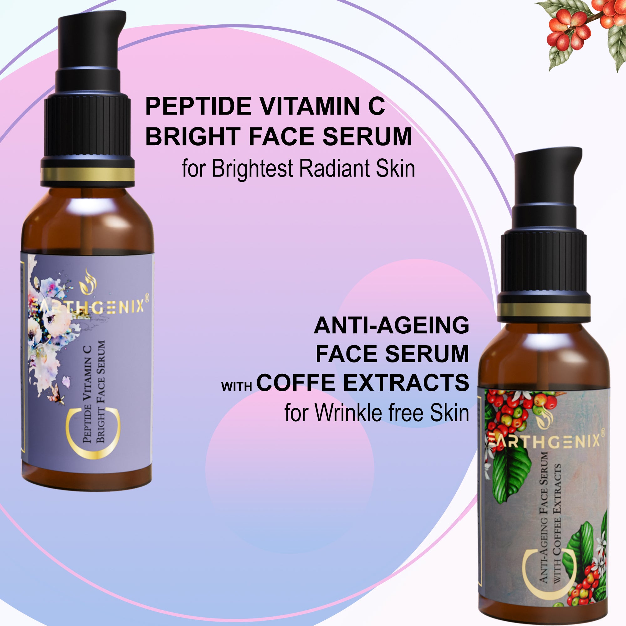 Peptide Vitamin C Bright Face Serum with Hyaluronic Acid | for Brightest Radiant Skin | Anti Wrinkle | for Men & Women | for All Skin Types