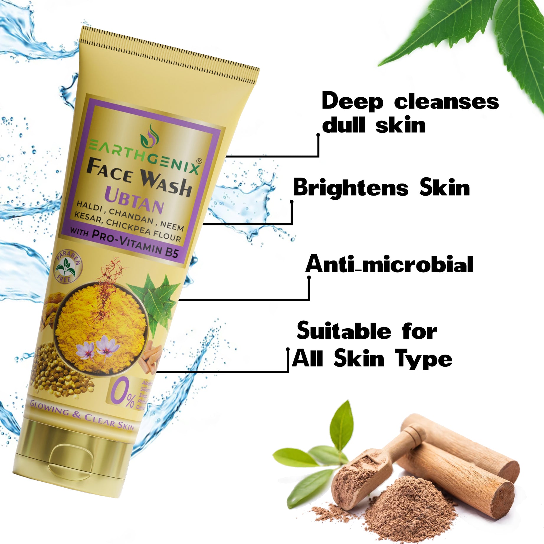 Ubtan Glow & Radiance Combo: Face Wash 100ml & Body Wash Scrub 300ml