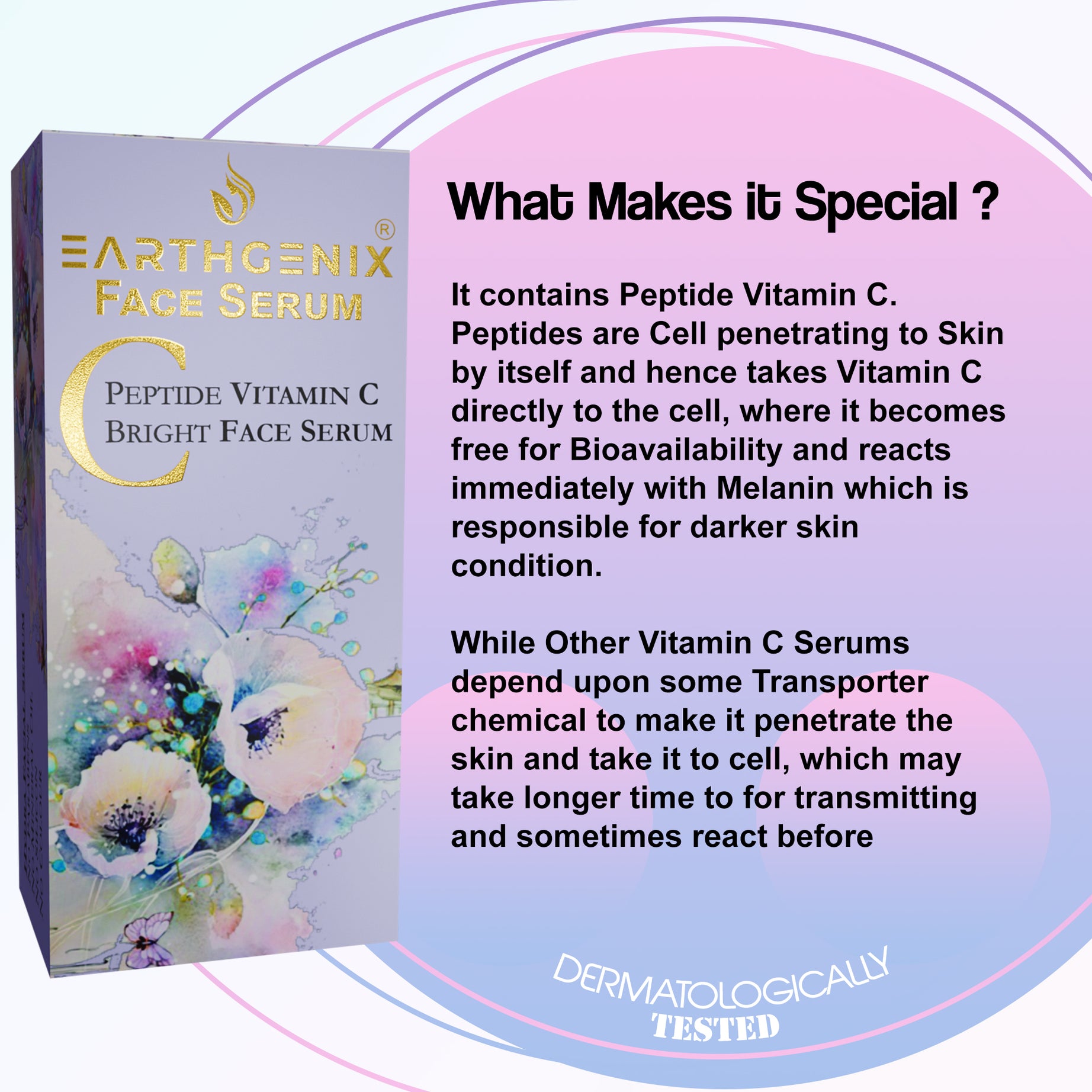 Peptide Vitamin C Bright Face Serum with Hyaluronic Acid | for Brightest Radiant Skin | Anti Wrinkle | for Men & Women | for All Skin Types