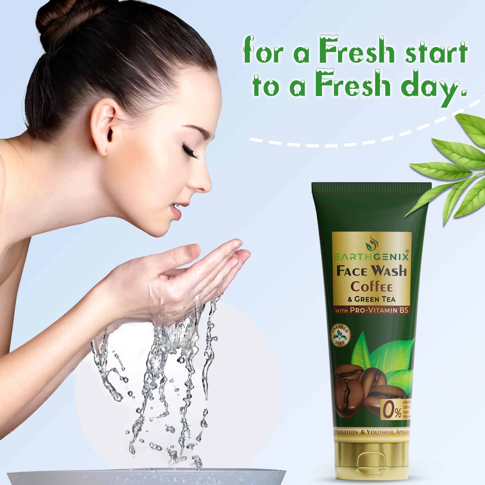 Earthgenix Coffee & Green Tea Face Wash with Pro-Vitamin B5 | For Deep Hydration & Youthful Appearance | For Women & Men | For All Skin Types