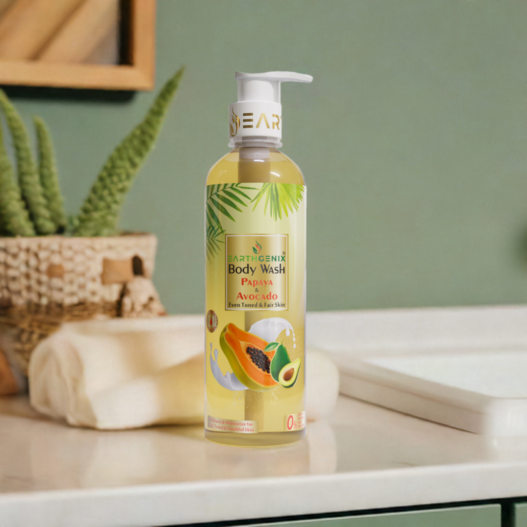 Papaya & Avocado Body Wash with Free Loofah | For Even Toned & Fair Skin | All Skin Types | For Men and Women