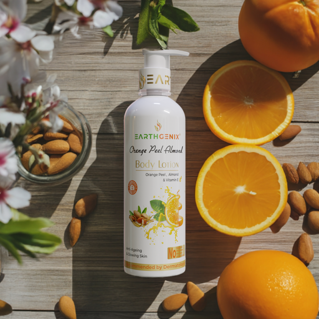 Orange Peel Almond Body Lotion With Vitamin E | For Anti-Ageing & Glowing Skin