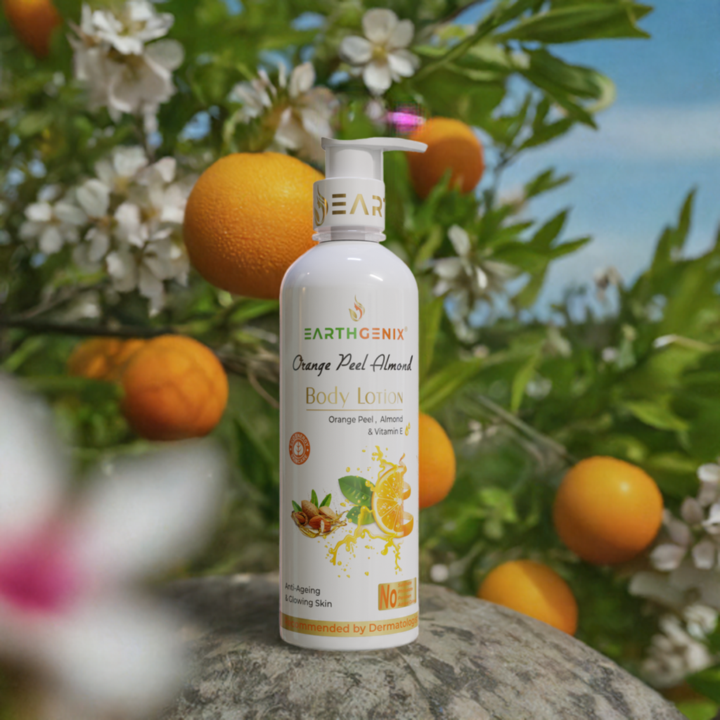 Orange Peel Almond Body Lotion With Vitamin E | For Anti-Ageing & Glowing Skin