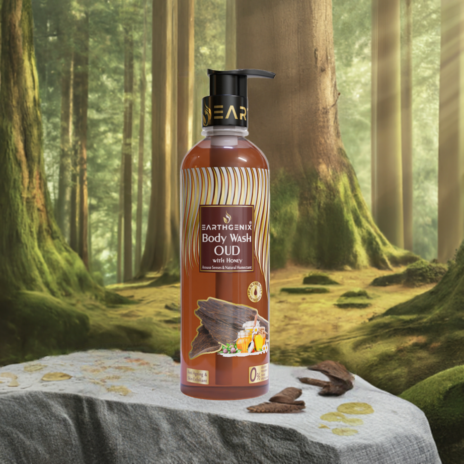 OUD With Honey Body Wash with Free Loofah | For Anti Ageing & Skin Exfoliant | All Skin Types | For Men and Women