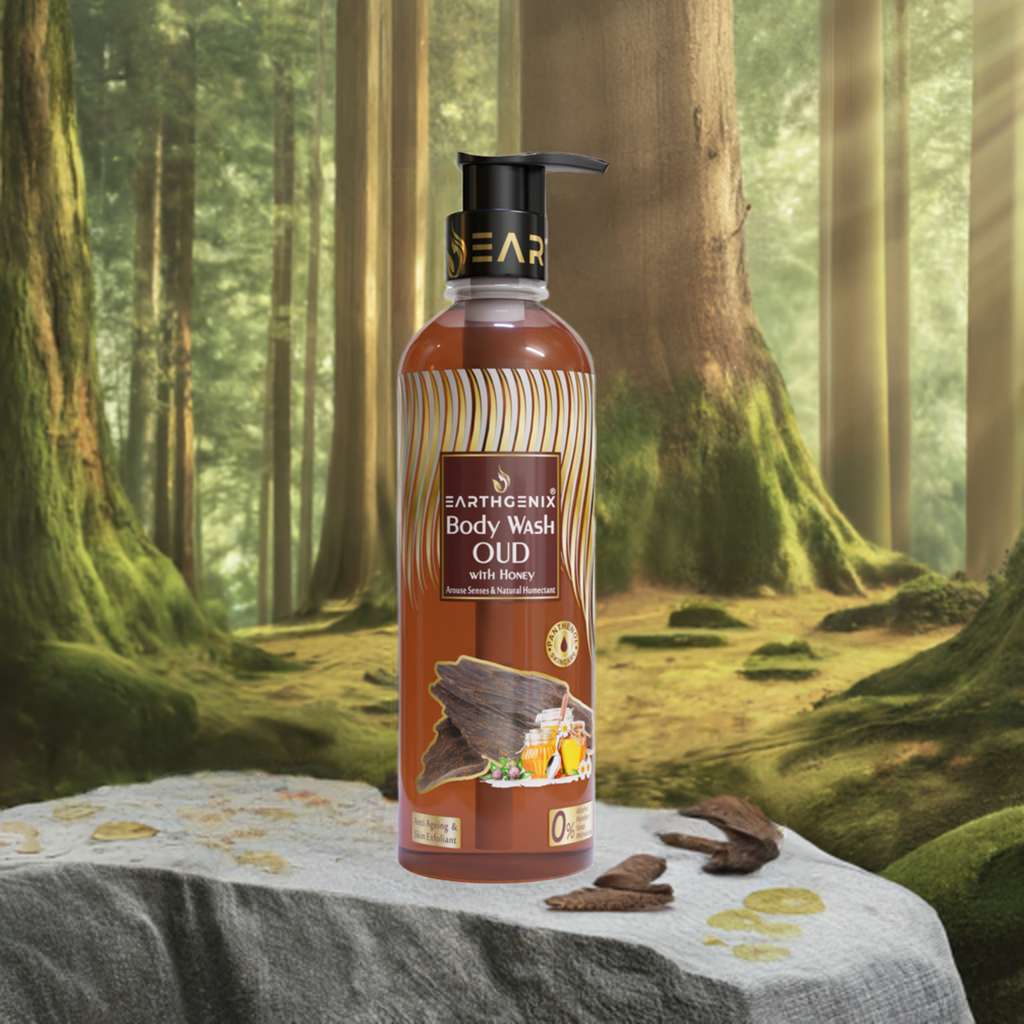 OUD With Honey Body Wash with Free Loofah | For Anti Ageing & Skin Exfoliant | All Skin Types | For Men and Women