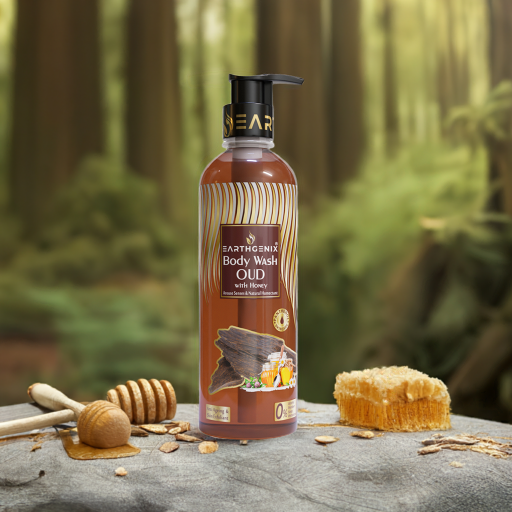 OUD With Honey Body Wash with Free Loofah | For Anti Ageing & Skin Exfoliant | All Skin Types | For Men and Women
