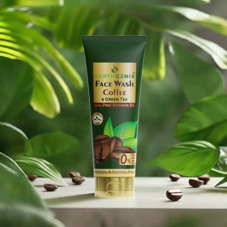 Earthgenix Coffee & Green Tea Face Wash with Pro-Vitamin B5 | For Deep Hydration & Youthful Appearance | For Women & Men | For All Skin Types