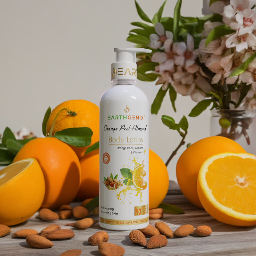 Orange Peel Almond Body Lotion With Vitamin E | For Anti-Ageing & Glowing Skin