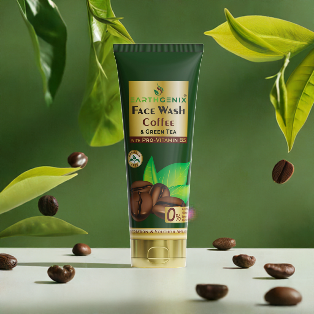 Earthgenix Coffee & Green Tea Face Wash with Pro-Vitamin B5 | For Deep Hydration & Youthful Appearance | For Women & Men | For All Skin Types