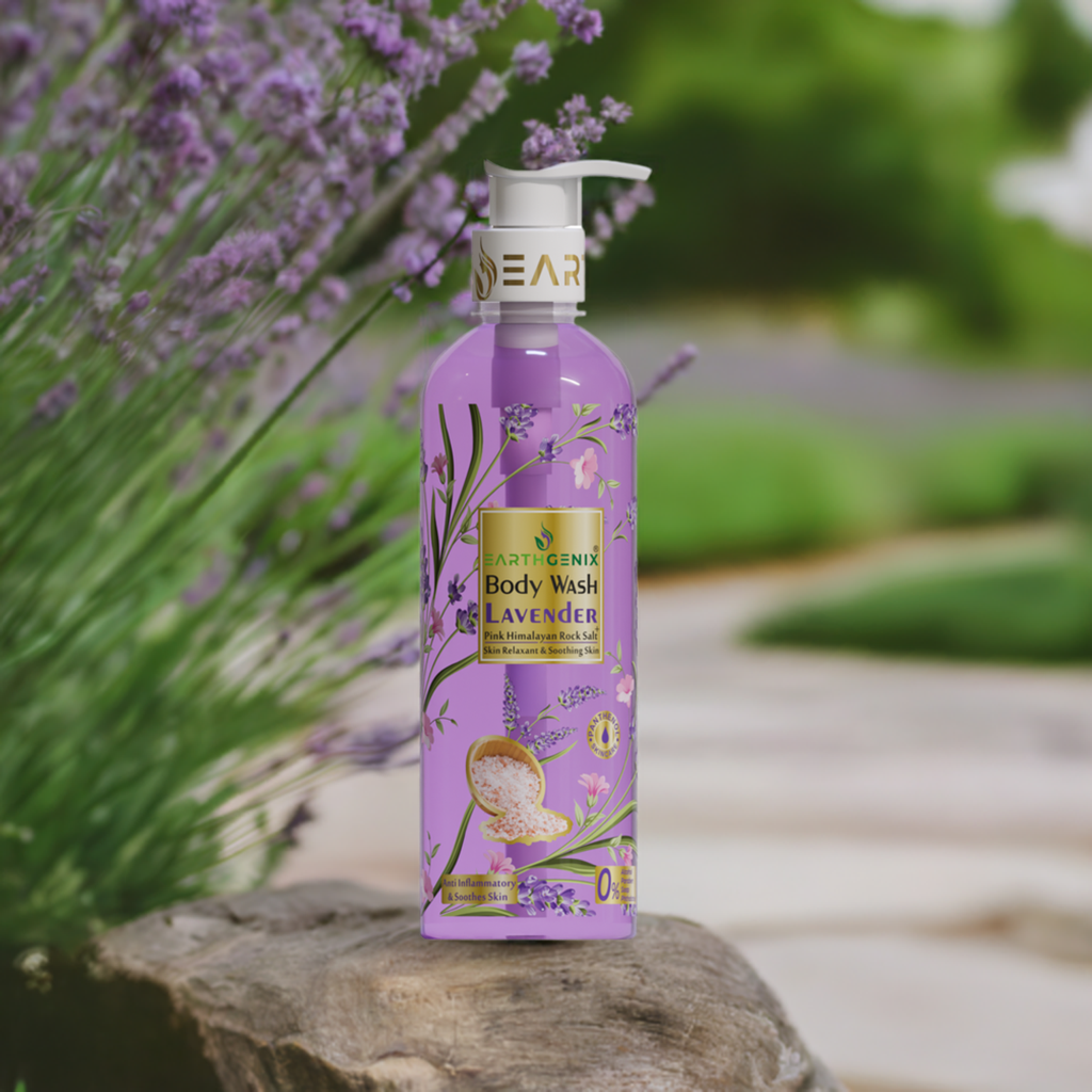 Lavender + Pink Himalayan Rock Salt Body Wash with Free Loofah | For Glowing & Nourished Skin | For All Skin Type