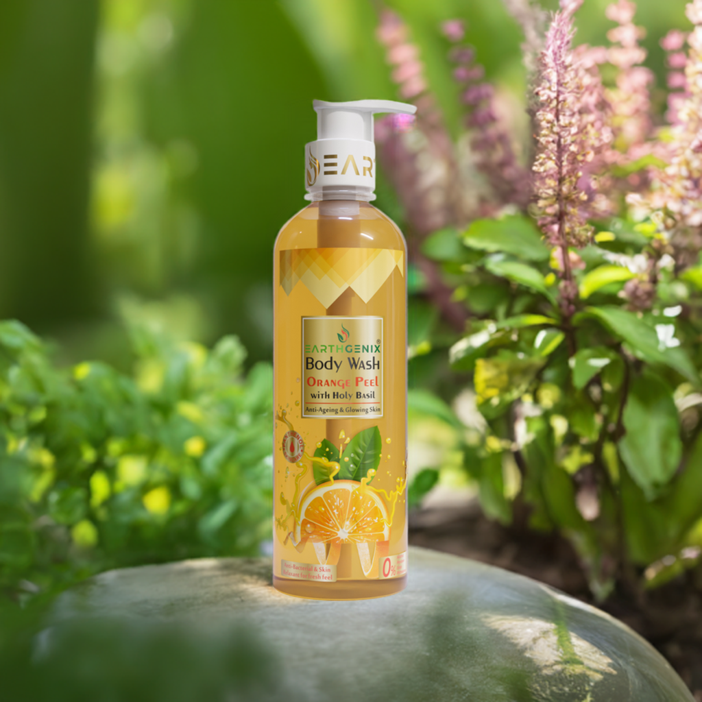 Orange Peel with Holy Basil Body Wash with Free Loofah | For Anti-Ageing & Glowing Skin | All Skin Types | For Men and Women