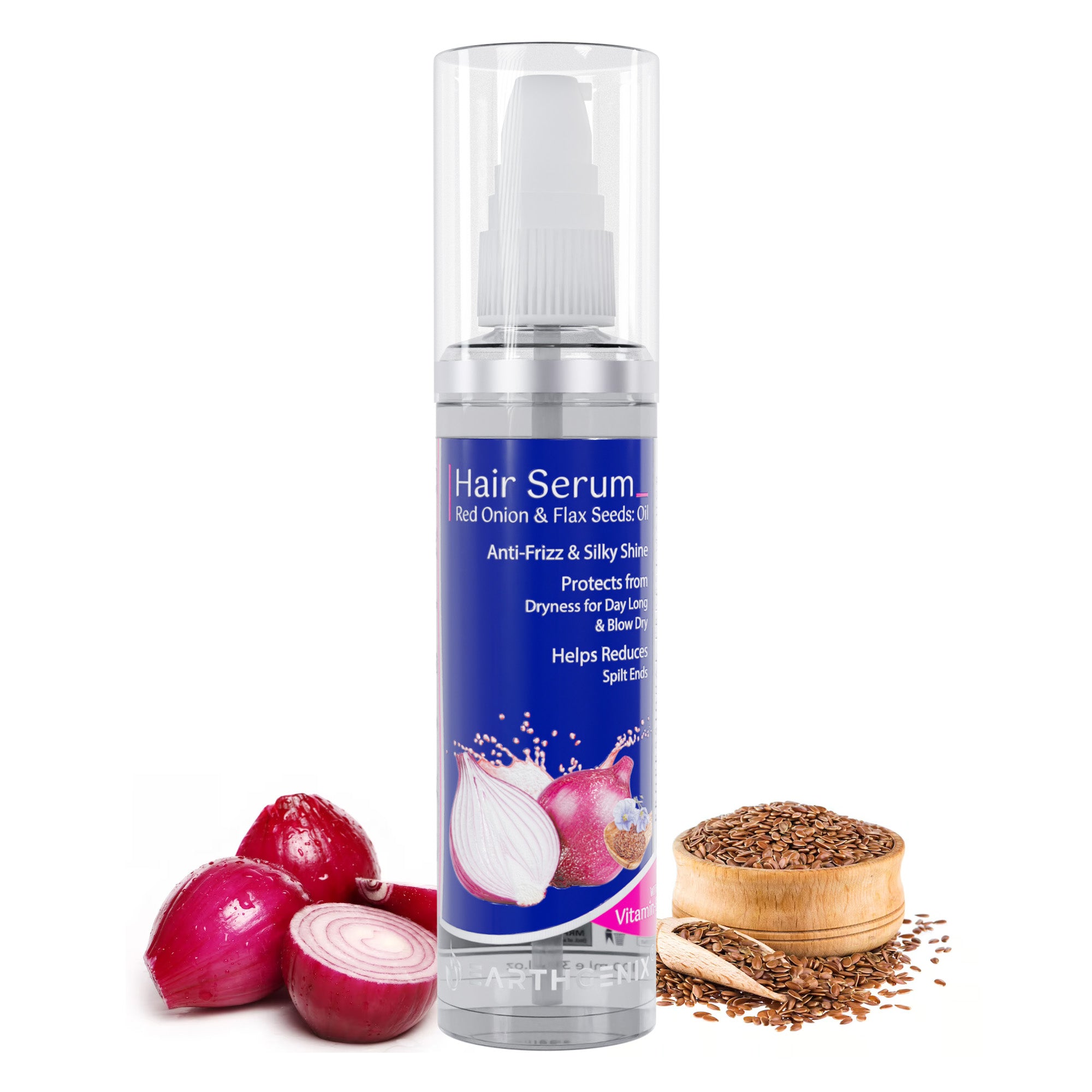 Red Onion & Flax Seeds Hair Serum | with Vitamin- E | Protects from Dryness for Day Long & Blow Dry | for Men And Women