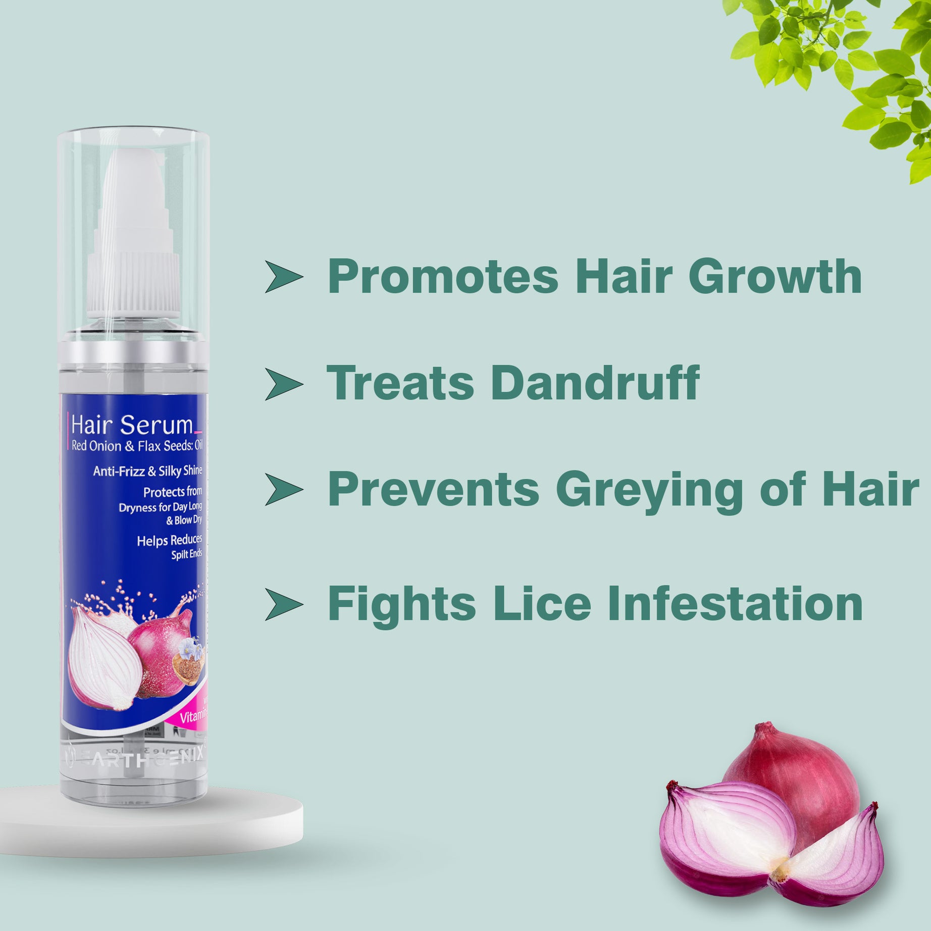 Red Onion & Flax Seeds Hair Serum | with Vitamin- E | Protects from Dryness for Day Long & Blow Dry | for Men And Women
