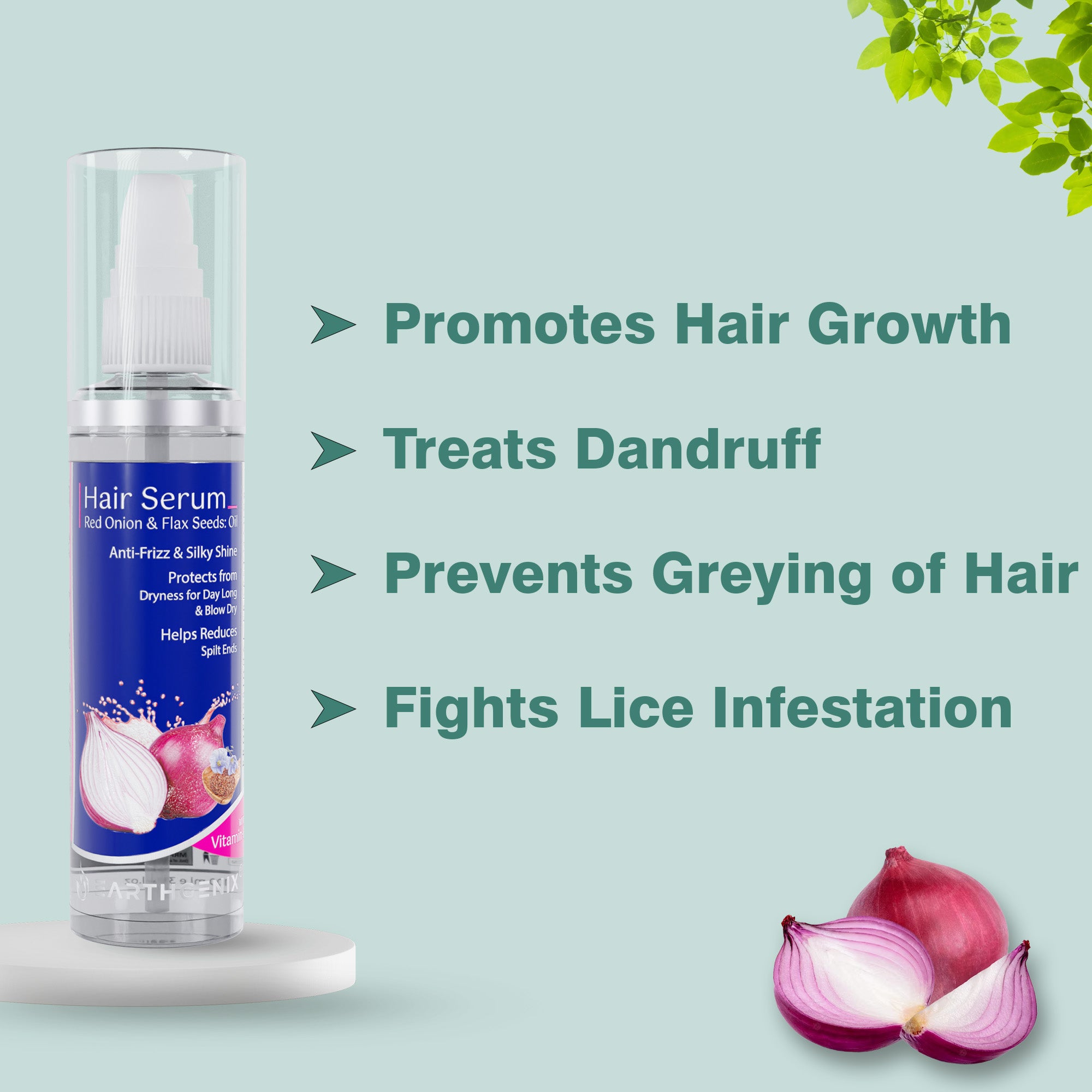 Red Onion & Flax Seeds Hair Serum | with Vitamin- E | Protects from Dryness for Day Long & Blow Dry | for Men And Women