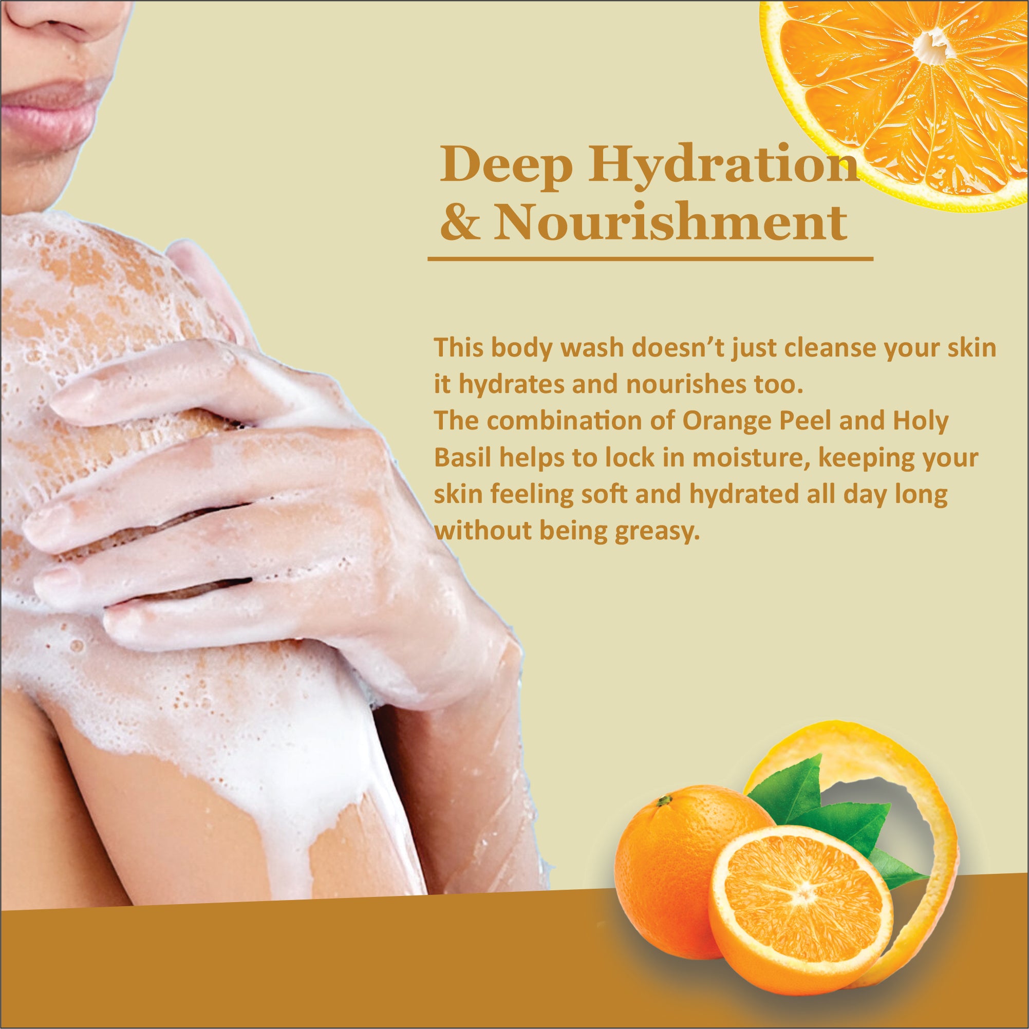 Orange Peel with Holy Basil Body Wash with Free Loofah | For Anti-Ageing & Glowing Skin | All Skin Types | For Men and Women