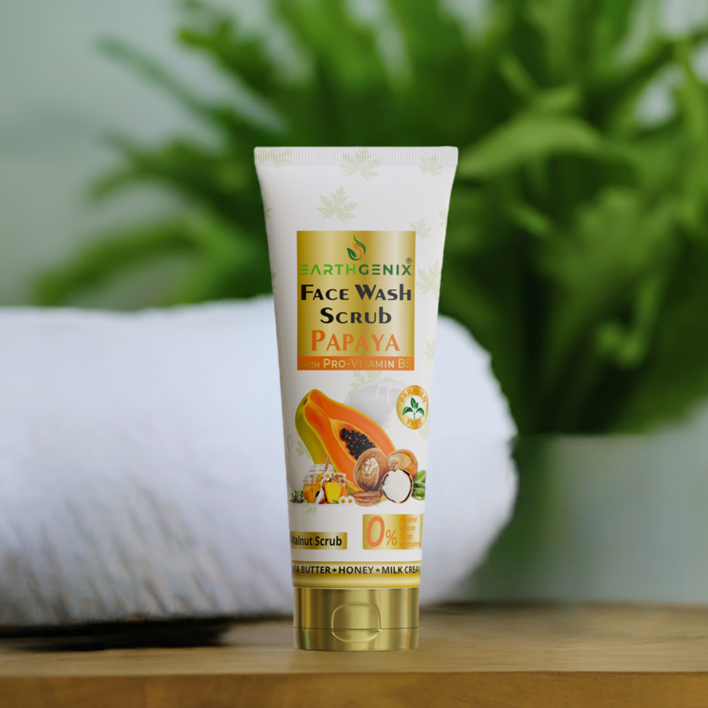Papaya Face Wash Scrub with Pro Vitamin B5 | Enriched with Shea Butter, Honey & Milk Cream