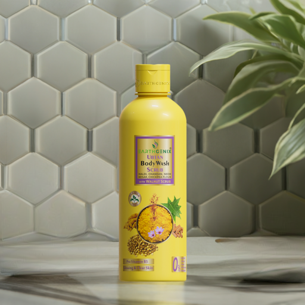 Ubtan Body Wash Scrub with Pro Vitamin B5 | Haldi, Chandan, Neem, Kesar, Chickpea flour | Walnut Scrub